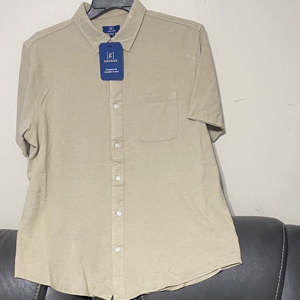 George Men's Beige Casual Button Down Shirt